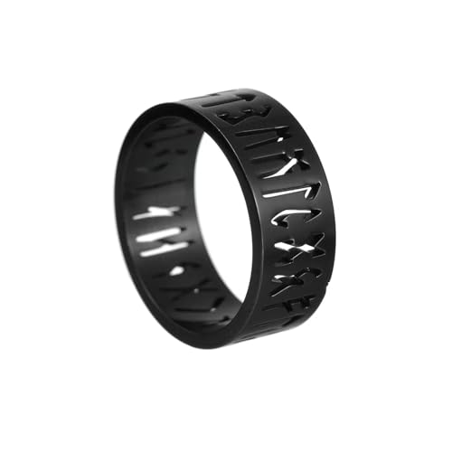 Sopodbacker Ring Ringe Damen Bijouterie Herren Aushöhlen Odin Nordisch Wikinger Amulett Rune Männer Ringe Worte Retro Hochzeit Party Punk 7 Schwarz von Sopodbacker