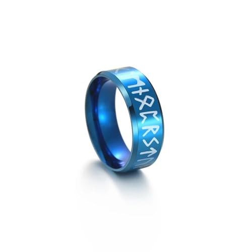 Sopodbacker Ring Ringe Damen Bijouterie Herren Ring Punk Retro Männlich Wikinger Weiblich Amulett Vintage Nordisch Rune Ringe Frauen Party 10 Blau von Sopodbacker