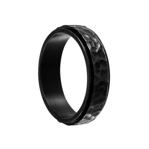 Sopodbacker Ring Ringe Damen Bijouterie Herren Spinner Ringe Reduzierung des Drucks Männer Frauen Unregelmäßige Muster Gehämmert Hochzeit Boho Punk 6 Schwarz von Sopodbacker