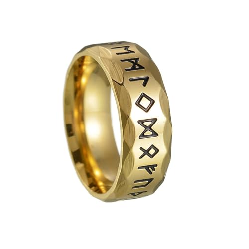 Sopodbacker Ring Ringe Damen Bijouterie Herren Vintage Rune Ring Punk Retro Antik Buchstabe Ring Männer Nordisch Paar Amulett Party 11 Gold von Sopodbacker