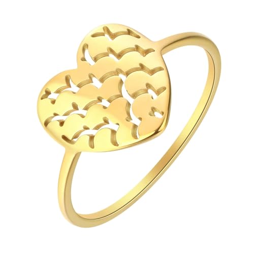 Sopodbacker Rings Ring Ringe Damen Bijouterie Herren Herzförmiger Fischschuppenring Für Frauen Männer Lieben Sommer Gold von Sopodbacker