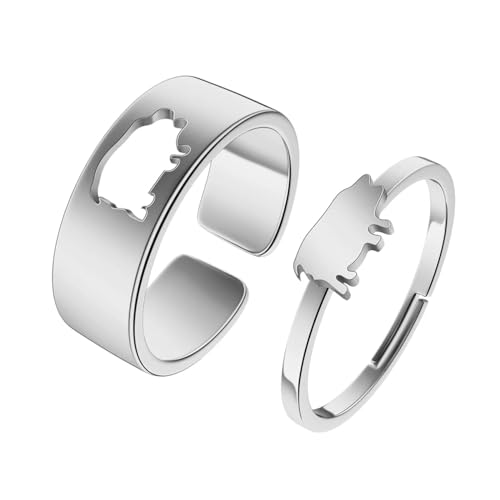 Sopodbacker Rings Ring Ringe Damen Bijouterie Herren Lucky Piggy Promise Ringe Für Frauen Männer Schwein Alternative Ringe Tier Silber von Sopodbacker