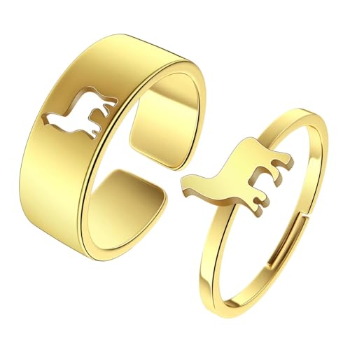 Sopodbacker Rings Ring Ringe Damen Bijouterie Herren Niedliches Lama Verstellbares Offenes Ringset Für Männer Frauen Animal Gold von Sopodbacker