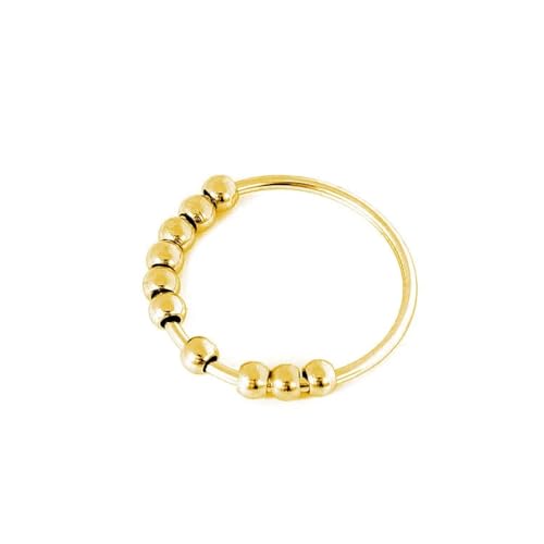 Sopodbacker Rings Ring Ringe Damen Bijouterie Herren Ring Perlen Ring Fidget Ring Frei Drehen Spinner Ring Für Mädchen Frauen 8 Gold von Sopodbacker