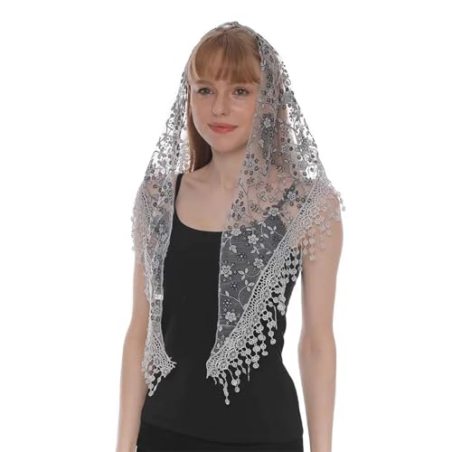 Sopodbacker Schals Damen Tücher Halstuch Scarf Bestickter Schal Kirche Fransen Schleier Mantilla Spitze Schal Blumen Sjj001-17 von Sopodbacker