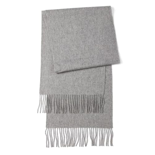 Sopodbacker Schals Damen Tücher Halstuch Scarf Wolle Stricktuch Frauen Klassisch Kariert Einfarbig Schal Warm Einheitsgröße Mittelgrau von Sopodbacker