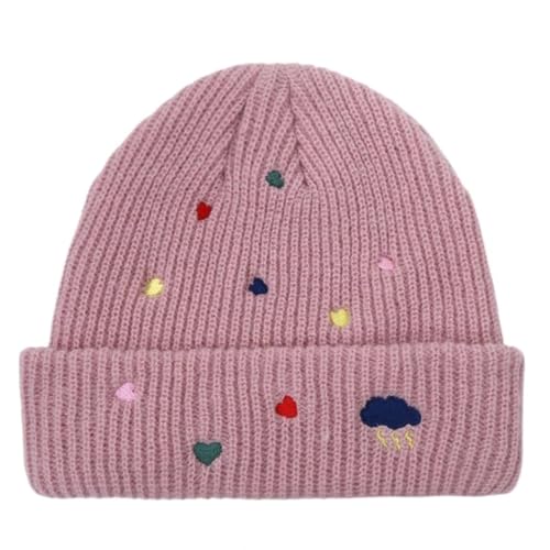 Sopodbacker Strickmützen Hüte Mützen Caps Beanie Gestrickte Mütze Mütze Erwachsene Weicher Hut Paar Stickerei Herz Hiphop Rosa von Sopodbacker