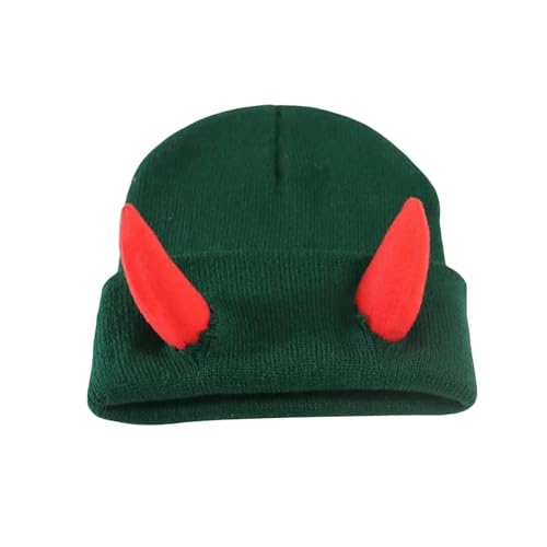 Sopodbacker Strickmützen Hüte Mützen Caps Beanie Hörner Männer Mütze Gestrickte Mütze Frauen Hip Hop Daemon Kappe Warm Ski Outdoor Einheitsgröße Grün von Sopodbacker