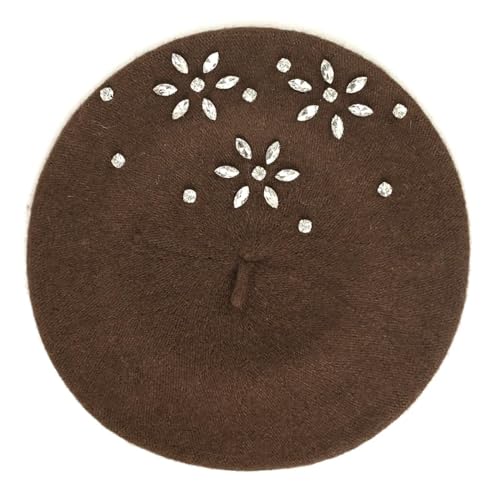 Sopodbacker Strickmützen Hüte Mützen Caps Beanie Mütze Baskenmütze Hut Winter Blumen Gestrickt Künstler Mütze Femme Glatt Schwarz Kaffee von Sopodbacker