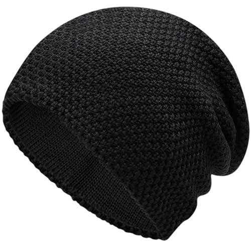 Sopodbacker Strickmützen Hüte Mützen Caps Beanie Mütze Beanie Winter Strickmütze Männliche Skimützen 58-63Cmelastisch Schwarz von Sopodbacker