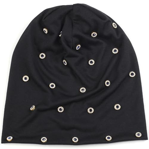 Sopodbacker Strickmützen Hüte Mützen Caps Beanie Mütze Casual Winter Mützen Mütze Slouchy Baumwolle Gerippte Strickmützen Skullies Mädchen Mütze Schwarz von Sopodbacker