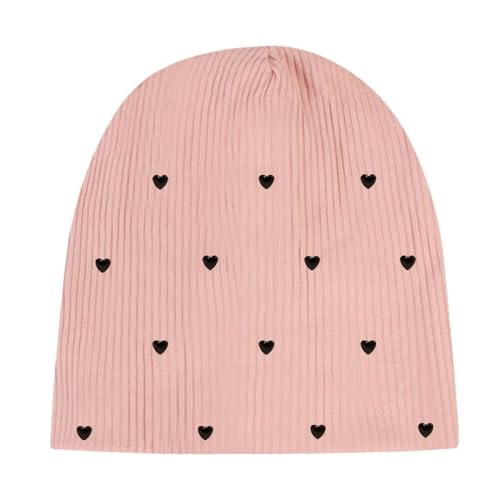 Sopodbacker Strickmützen Hüte Mützen Caps Beanie Mütze Herzen Gerippte Mütze Frauen Gestrickte Baumwolle Skullies Hut Casual Soft Bonnets Blackpink von Sopodbacker