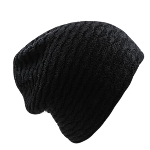 Sopodbacker Strickmützen Hüte Mützen Caps Beanie Mütze Männer Frauen Erwachsene Winter Dick Warm Skullies Mützen Weich Strickmütze Outdoor Hüte 54-62Cm Schwarz von Sopodbacker