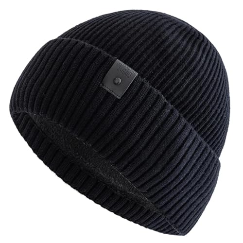 Sopodbacker Strickmützen Hüte Mützen Caps Beanie Mütze Unisex Winter Hut Warme Mütze Mütze Mütze Männer Frauen Outdoor Verdicken Ski Sport Gestrickt 55Cm-60Cm Schwarz von Sopodbacker