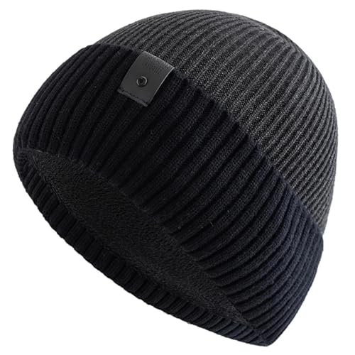 Sopodbacker Strickmützen Hüte Mützen Caps Beanie Mütze Unisex Wintermütze Warme Mütze Mütze Mütze Männer Frauen Outdoor Verdicken Skisport Gestrickt 55Cm-60Cm Schwarzgrau von Sopodbacker