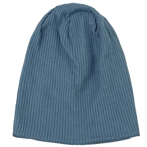 Sopodbacker Strickmützen Hüte Mützen Caps Beanie Mütze Warm Strickmützen Weich Gestreift Weibliche Mütze Herbst Winter Casual Bequem Haube Blau von Sopodbacker