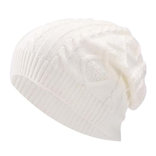 Sopodbacker Strickmützen Hüte Mützen Caps Beanie Warm Weiche Mützen Mütze Dame Einfarbig Geometrisch Gestrickt Casual Knochen Einheitsgröße Weiß von Sopodbacker