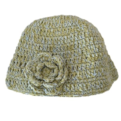 Strickmützen Hüte Mützen Caps Beanie Handgemachte Strickmütze Gestrickte Blume Weich Warm Kopfbedeckung Winter Grün von Sopodbacker