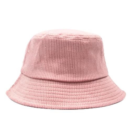 Strickmützen Hüte Mützen Caps Beanie Retro Cord Bucket Hat Streetwear Caps Hüte Strandkappe Outdoor Unisex 54-58Cm Rosa von Sopodbacker