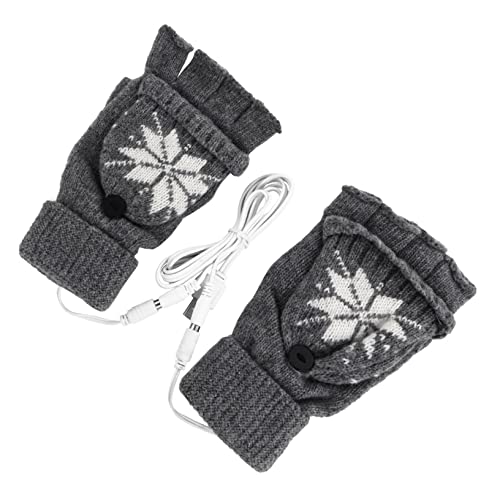 Sosoport 2 Paar beheizbare Handschuhe Fäustlinge Stricken warme Laptop-Handschuhe warme Handschuhe USB beheizte Handschuhe thermohandschuhe USB-Heizhandschuhe Winter händewärmer Garn Grey von Sosoport