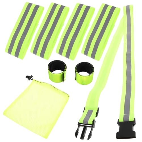 Sosoport 2 Sätze Grünes Reflektorband-Set reflektierende Schärpe reflektierender Hüftgurt Reflective Tape reflektorbänder gurtfix auffälliger Laufriemen Reflexstreifen für Bekleidung Green von Sosoport