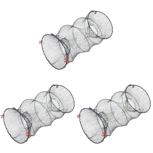 Sosoport 3 STK Fischernetz Fishing Tackle Angeln zubehör fischen zubehör Garnelenkäfig Fischereiausrüstung Faltbarer Köderwurf Faltbares Garnelennetz Maschenfangnetz Tragbarer Angelkescher von Sosoport