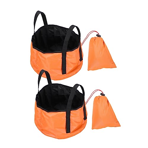 Sosoport 4 Sätze Tragbares Becken wasserbehälter faltbar Outdoor waschbecken hängender Schuhorganisator Fußbadewannen Ölkrug Einweichende Fußwannen Wassereimer zum Angeln Polyester Orange von Sosoport