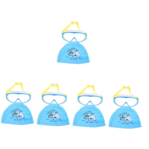 Sosoport 5 Sätze Schwimmbrillen-Set für Kinder Schwimmbrille für Kinder Schwimmbrille mit hoher Auflösung für Kinder Badekappen für Jugendliche Kinder Schwimmbrille Mütze zum Schwimmen PC von Sosoport