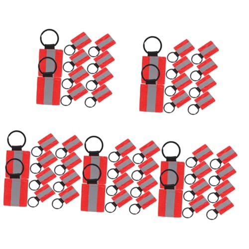 Sosoport 50 Stück gesteckt Reflektierender Schlüsselanhänger Reflektierender Outdoor-Rucksack Reflektierende Streifen mit hoher Sichtbarkeit Etiketten Rucksack-Zubehör Hängende Anhänger rot von Sosoport