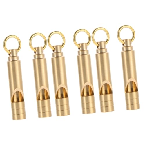 Sosoport 6 STK Vintage Pfeife aus Messing Pfeife mit hoher Frequenz Schlüsselanhänger schlüsselbund selfdefensekeychain Messingpfeife Outdoor-Pfeife Notpfeife Golden von Sosoport