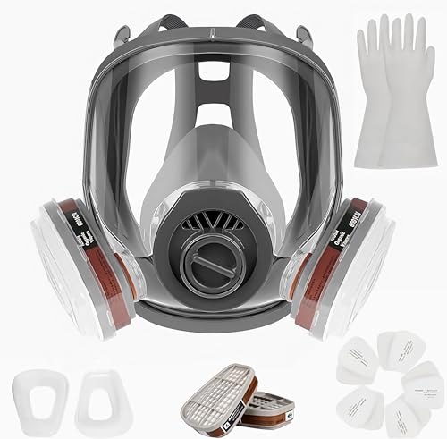 Sosvulix Professionelle Wiederverwendbare Vollmaske Abdeckung mit 2 Filtern, 20 Filterbaumwolle,1 Paar Handschuhe,für Malerei schützt, Gas, Farbe, Staub, Chemikalien und anderem Arbeitsschutz Sosvulix Professionelle Wiederverwendbare Vollmaske Abdeckung mit 2 Filtern, 20 Filterbaumwolle,1 Paar Handschuhe,für Malerei schützt, Gas, Farbe, Staub, Chemikalien und anderem Arbeitsschutz von Sosvulix