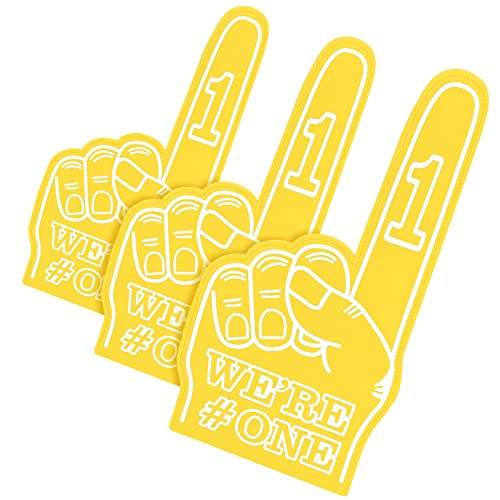 3 Stück riesige Schaumstoff-Finger 45.7 cm We're Number 1 Schaumstoff-Hand-Cheerleading-Schaumstoff-Finger für Sport, Cheer, Schule, Spirit, Handwerk, Hand-Pom für Sportveranstaltungen, Spiele (gelb) von Sotiff