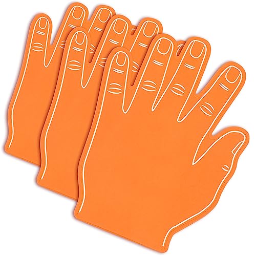 Sotiff 3 Stück 40,6 cm großer Schaumstoff-Hand-Pompon für Cheerleading, Schaumstoff, Hand-Pompon für Sportveranstaltungen, Spiele, Schule, Feiern (orange) von Sotiff