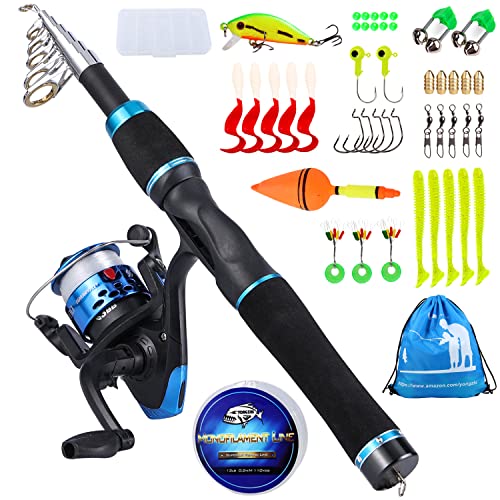 Sougayilang, Kinderangel mit Rolle, Teleskopangel für Reisen, Süßwasserfische, Barsch oder Forellen, blau Sougayilang, Kinderangel mit Rolle, Teleskopangel für Reisen, Süßwasserfische, Barsch oder Forellen, blau von Sougayilang