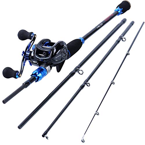 Sougayilang Angelrolle und Angelruten-Combos, 24-Tonnen-Angelruten mit Baitcastingrolle, 7.0: 1-Ausrüstung für die Reise -1.8M Rod with Right Handed Reel von Sougayilang