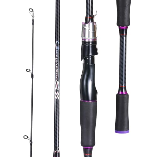 Sougayilang Angelrute, 24 Tonnen, Carbon- und Glasfaser-Verbundstoff, Spinn- und Wurfrute, 2 Stück, für Barsch, Forelle, Crappie, Reisen, Angeln, 1,8 m, Violett Sougayilang Angelrute, 24 Tonnen, Carbon- und Glasfaser-Verbundstoff, Spinn- und Wurfrute, 2 Stück, für Barsch, Forelle, Crappie, Reisen, Angeln, 1,8 m, Violett von Sougayilang