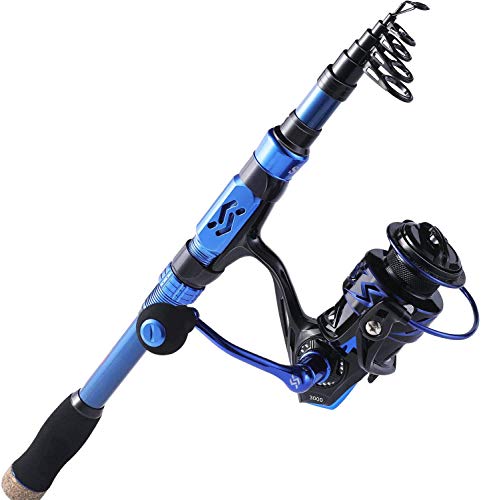 Sougayilang Angelrute Reel Combos, 24Ton Kohlefaser, tragbare teleskopische Angelstange für Reisen mit Spinnrollen für Salzwasser Süßwasser 1.8B Sougayilang Angelrute Reel Combos, 24Ton Kohlefaser, tragbare teleskopische Angelstange für Reisen mit Spinnrollen für Salzwasser Süßwasser 1.8B von Sougayilang
