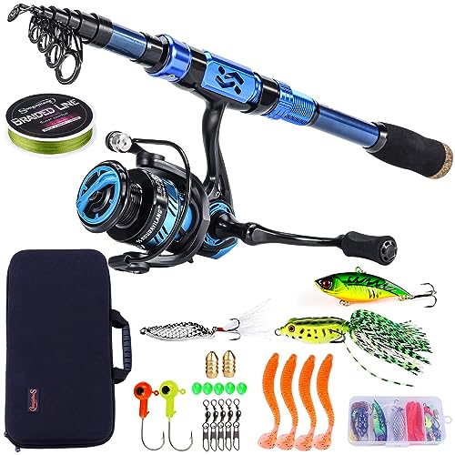 Sougayilang Angelrute und Spule Combos,Kohlefaser Teleskopfischen Pole und Spinning Reel 12 +1 BB mit Tragekoffer für Salzwasser und Süßwasser Angelausrüstung Kit-2,7M Sougayilang Angelrute und Spule Combos,Kohlefaser Teleskopfischen Pole und Spinning Reel 12 +1 BB mit Tragekoffer für Salzwasser und Süßwasser Angelausrüstung Kit-2,7M von Sougayilang
