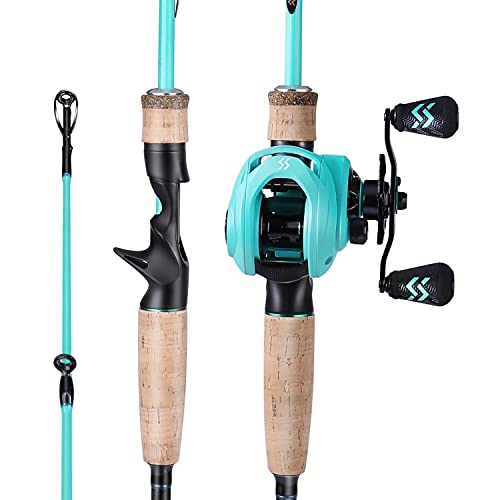 Sougayilang Baitcaster Combo, leichte Baticasting-Kombination, 2 Stück M/MH Baitcastruten-Combo, 5,9FT/6.9FT Angelrute und Spule, Combo-5'9'' mit rechter Handspule von Sougayilang