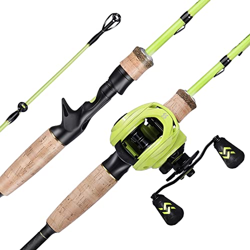 Sougayilang Baitcaster Combos, Leichte Baticasting Combo, 2 Abschnitte M/MH Baitcasting Rod Combo, 5.9FT/6.9FT Angelrute und Rollen-Kit-1.8YGH-L von Sougayilang