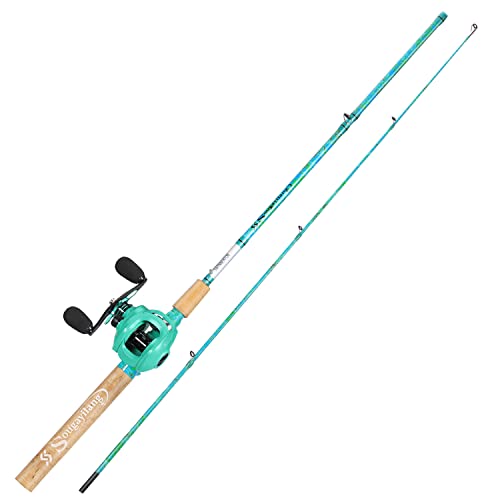 Sougayilang Baitcasting Angelrute Combo, 2-teilig, 152 cm, Graphit & Fiberglas, langlebig und stark, Quickset Anti-Reverse-Angelrolle, links (1 Stück) von Sougayilang