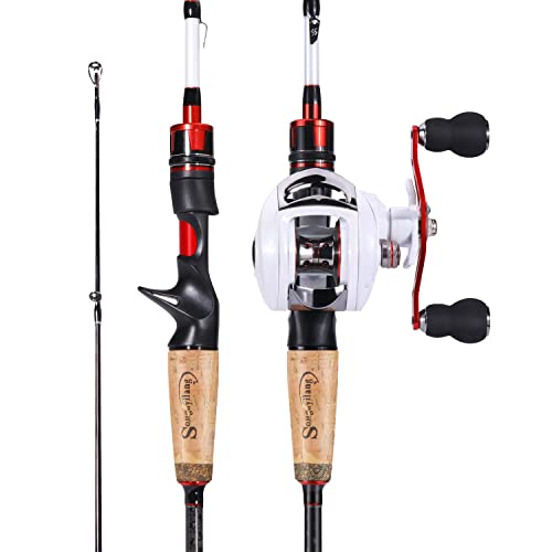 Sougayilang Casting Angelrute und Rollen-Kombi, 1.8m/2.1m MH Angelrute mit Baitcasting Rollen-Kombination, 2-Sektion Baitcaster Combo-1.8JYBR Sougayilang Casting Angelrute und Rollen-Kombi, 1.8m/2.1m MH Angelrute mit Baitcasting Rollen-Kombination, 2-Sektion Baitcaster Combo-1.8JYBR von Sougayilang