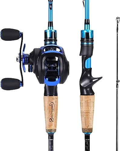 Sougayilang Casting Angelrute und Rollen-Kombi, 1.8m/2.1m MH Angelrute mit Baitcasting Rollen-Kombination, 2-Sektion Baitcaster Combo-2.1SEL von Sougayilang