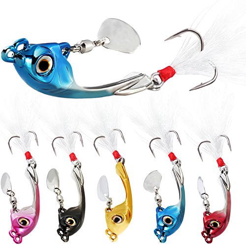 Sougayilang Jigs Mikro-Angelköder, Metall-Löffel, Jigging-Köder, D-0.56in/0.42oz-5PCS with BOX von Sougayilang