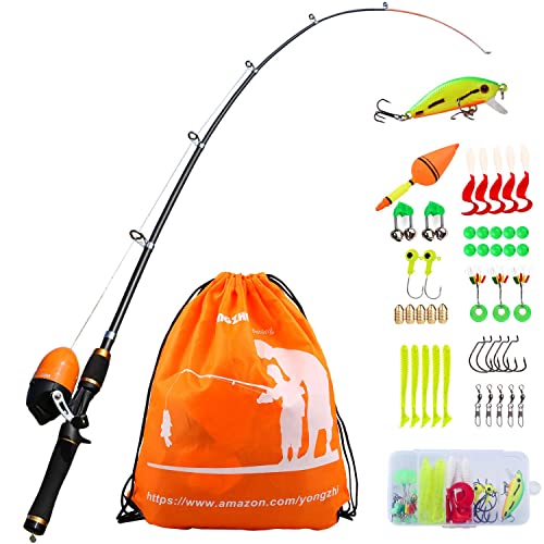Sougayilang Kids Fishing Pole with Spincast Reel Telescopic Fishing Rod Combo Full Kits for Boys,Girls and Adults-Golden von Sougayilang