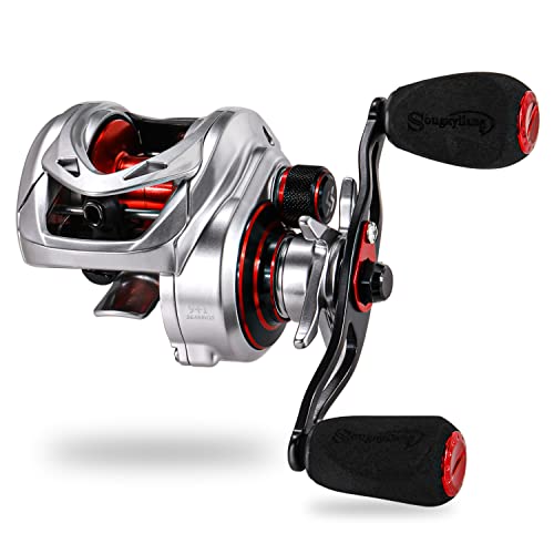 Sougayilang MAX Baitcasting Rolle 8.0:1 High Speed Gear Ratio Angelrolle 18LB Kohlefaser Drag Baitcaster Rollen mit magnetischem Bremssystem für Salzwasser Süßwasser Angeln-SL von Sougayilang