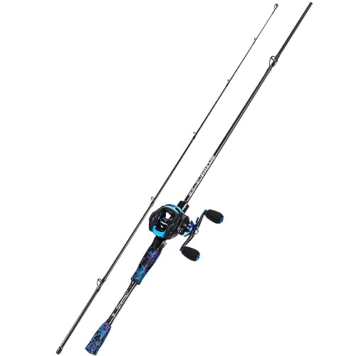 Sougayilang MX-2 Wurfangelrute und Baitcastrolle Combo, 1,8m/2,1m Baitcaster Combo - Raubfisch-Angelset für Hecht, Barsch, Zander-1.8B-R von Sougayilang