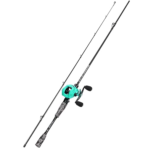 Sougayilang MX-2 Wurfangelrute und Baitcastrolle Combo, 1,8m/2,1m Baitcaster Combo - Raubfisch-Angelset für Hecht, Barsch, Zander-1.8H-R von Sougayilang