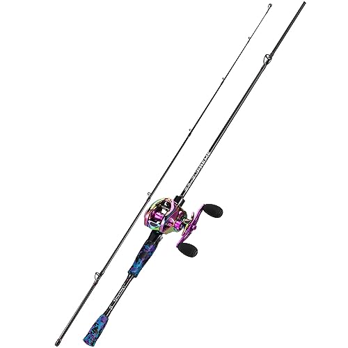 Sougayilang MX-2 Wurfangelrute und Baitcastrolle Combo, 1,8m/2,1m Baitcaster Combo - Raubfisch-Angelset für Hecht, Barsch, Zander-1.8Z-R von Sougayilang