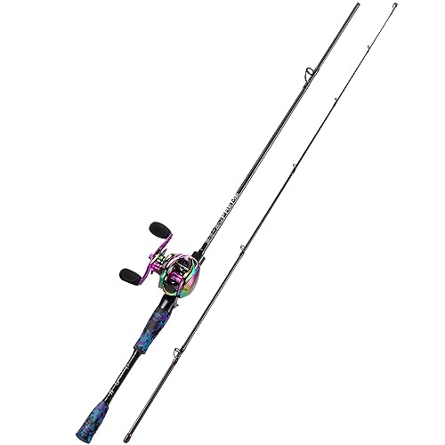 Sougayilang MX-2 Wurfangelrute und Baitcastrolle Combo, 1,8m/2,1m Baitcaster Combo - Raubfisch-Angelset für Hecht, Barsch, Zander-2.1Z-L von Sougayilang